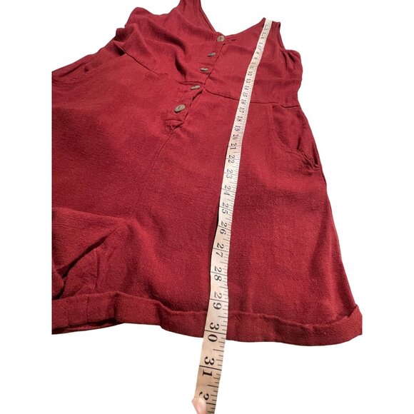 Womens Sleeveless Burgundy Button-Front Romper W Pockets 80%Viscose & 20%Linen M - Picture 12 of 12